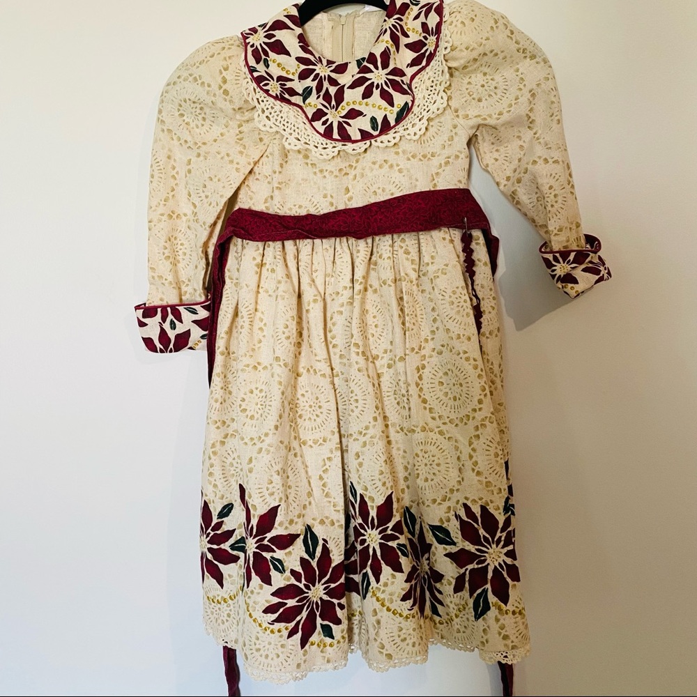 Vintage Daisy Kingdom poinsettia holiday Christmas  dress size 4